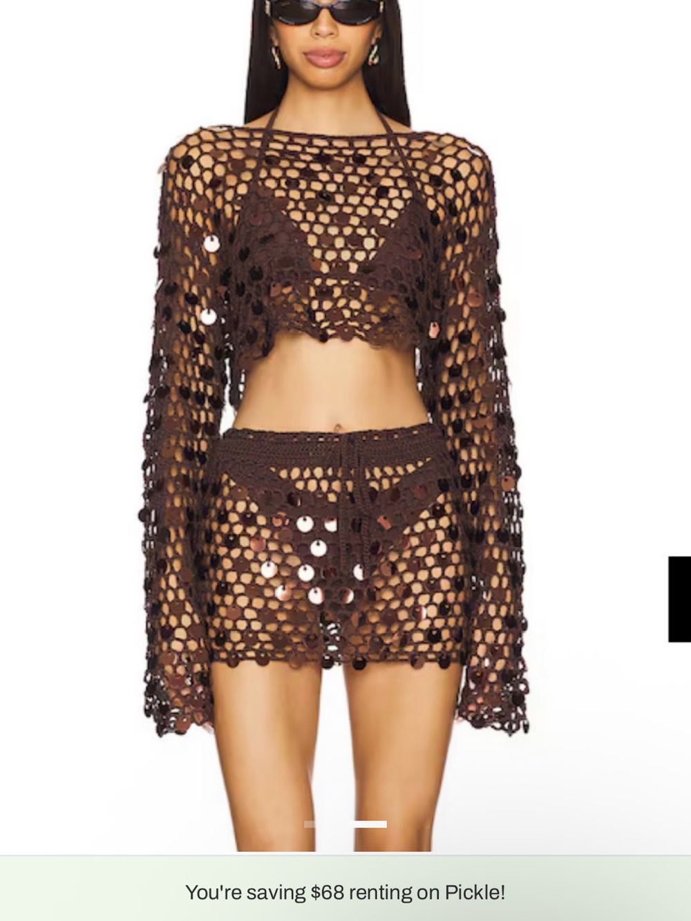 Women's Crochet Cover-Up Skirt in Dark Brown